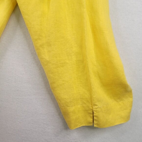 JM Collection Butter Yellow Linen Button-Up Embroidered Details Plus Size 22W - Picture 8 of 13